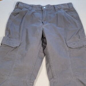 Carhartt Force Work Pants Relaxed Fit Gray Cargo Mens Size 32x36 Waffled BN200-M